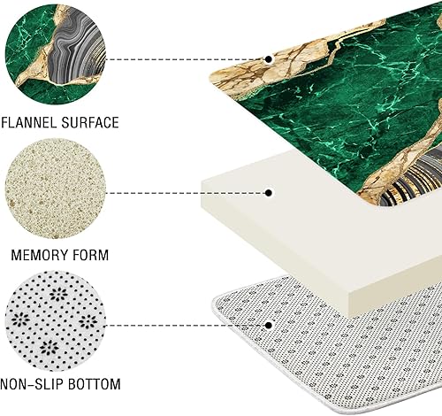 Miniatura 4 de Gibelle Juego de 4 cortinas de ducha de mármol con alfombras antideslizantes, cubierta para tapa de inodoro y tapete de baño, juego de decoración de