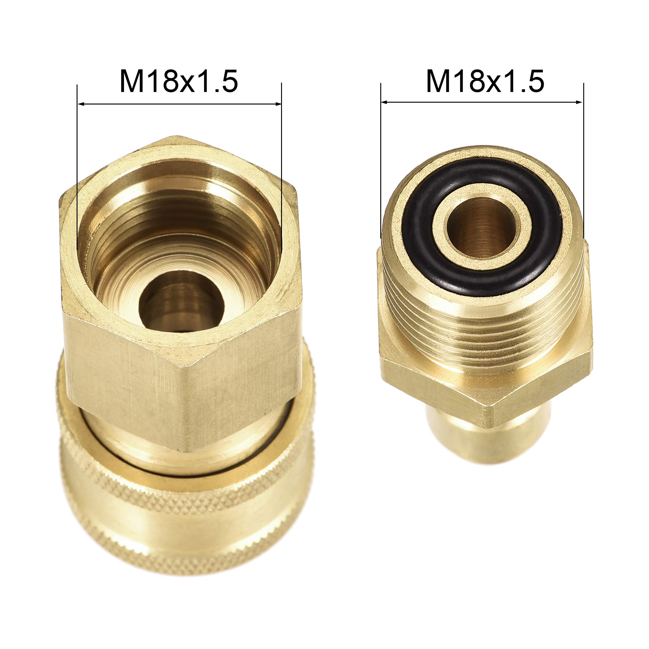 Uxcell Brass Quick Connectors Set – M18x1.5 Male & Female Thread, 2-Piece