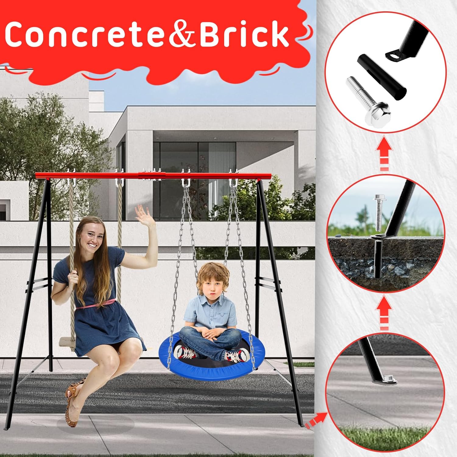 Swing Stand Frame 2 Seats, Swing Sets for Backyard, Hammock Chair Stand Only, Max Load 550Lbs, for Patio, Playground, Park(Swing not Included)