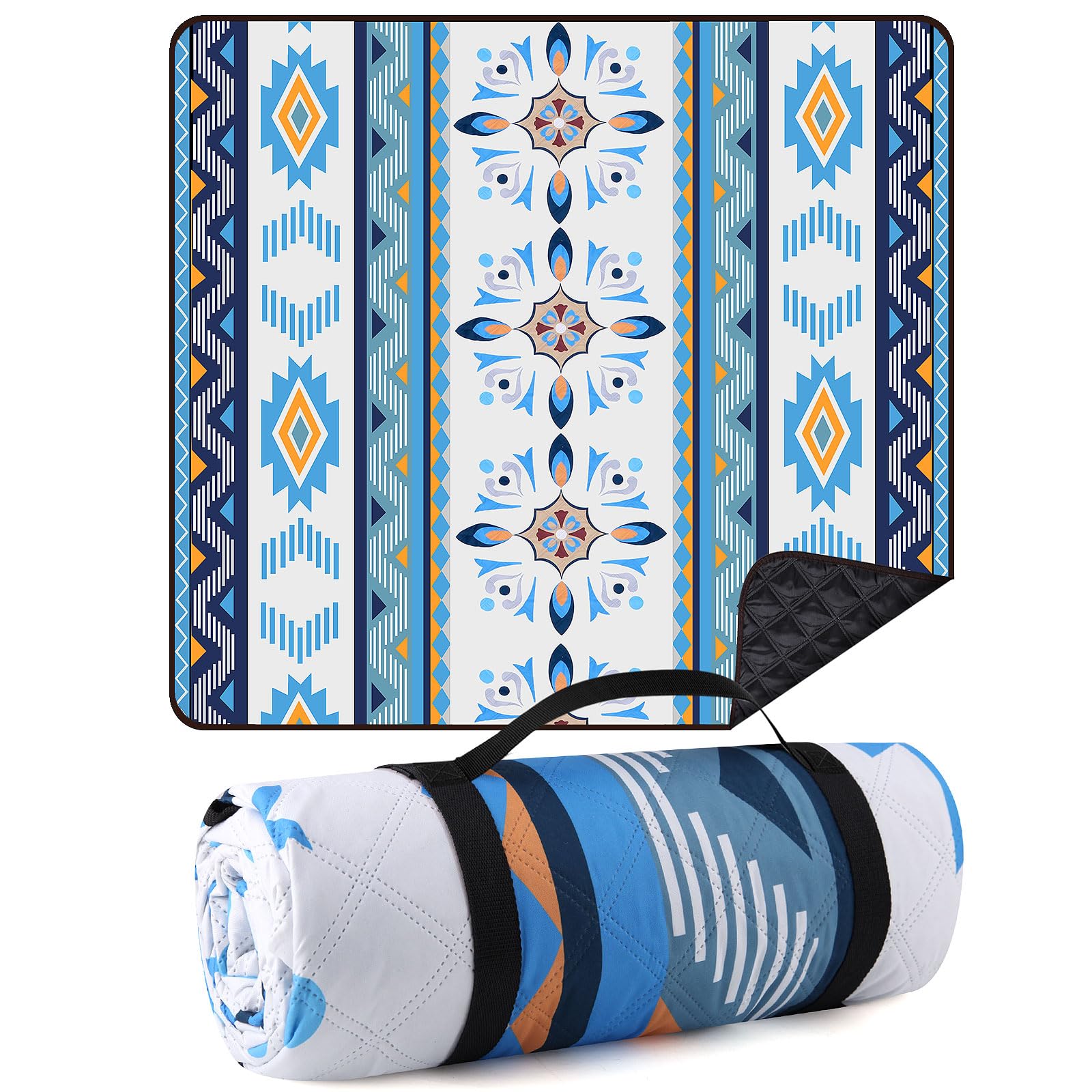 EXTSUD Koc piknikowy, kempingowy, piknikowy, mata nawilżająca, mata z motywem serca morza, przenośny koc piknikowy, wodoodporny, koc kempingowy, koc plażowy, mata piknikowa z uchwytem do noszenia, 200