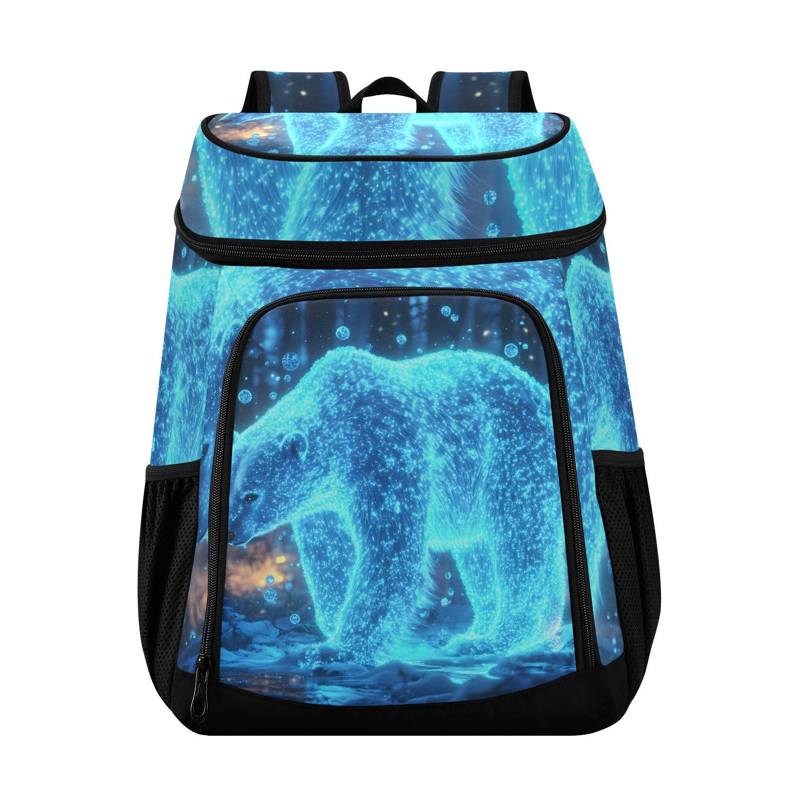 Glowing Polar Bear Blue Cooler Backpack Cooler Insulated Leak Proof Lunch Backpack 36 Cans Waterproof Soft for Men Women Picnic Hiking Camping Beach