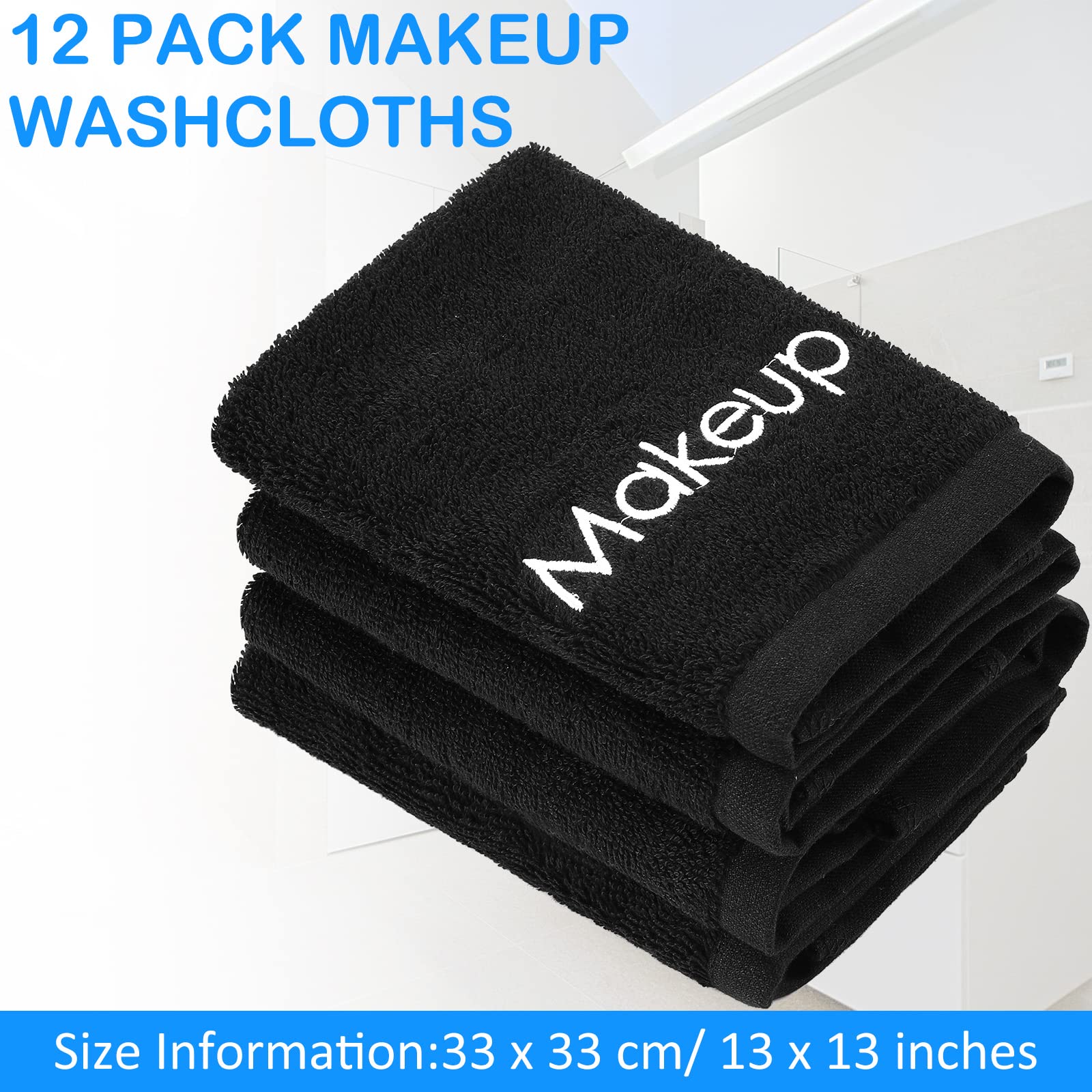 Paños de maquillaje reutilizables de 13 x 13 pulgadas, paños de limpieza facial, toallas de maquillaje de algodón suave, absorbente de agua, toallas faciales para el cuidado de la piel de las mujeres,