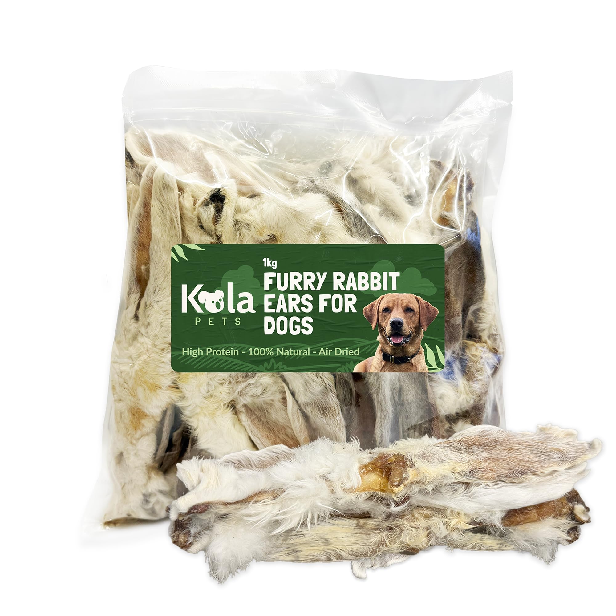 Koala Pets Rabbit Ears With Fur For Dogs 100% Natural Dog Treats - Grain Free, High Protein, Hypoallergenic - For Puppy Chews & Dog Treats For Large Dogs (1KG)