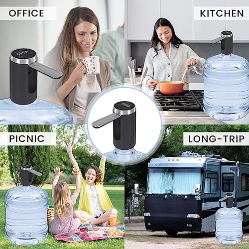 Miniatura 7 de KIARYUOLL Dispensador de agua plegable de 5 galones con liberación de botón para camping, dormitorio, cocina, hogar, bomba de agua eléctrica pequeña