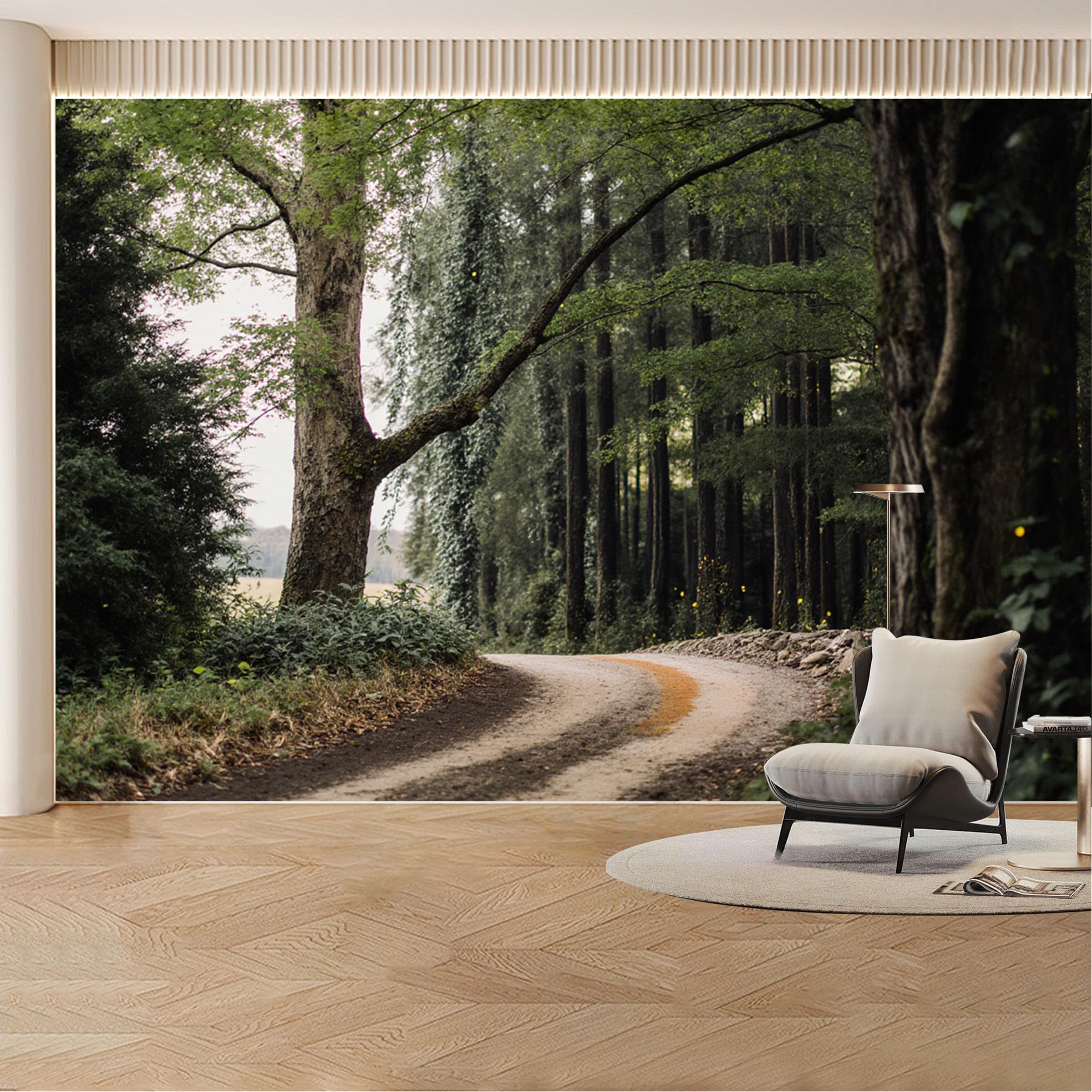 Custom Wall Mural Wallpaper Forest Path， Landscape Nature Wall Decor， Misty Minimalist Removable SelfAdhesive Large Photo for Living Room， Bedroom， Office