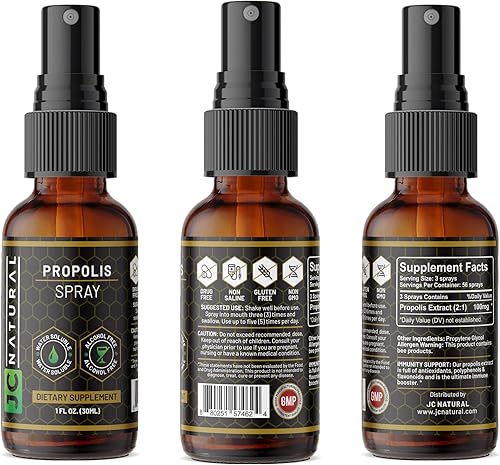 Miniatura 8 de JC Natural x CGM Labs - Spray de propóleo para la garganta, soluble en agua, sin alcohol. Apoyo inmunológico natural. Combate organismos nocivos,