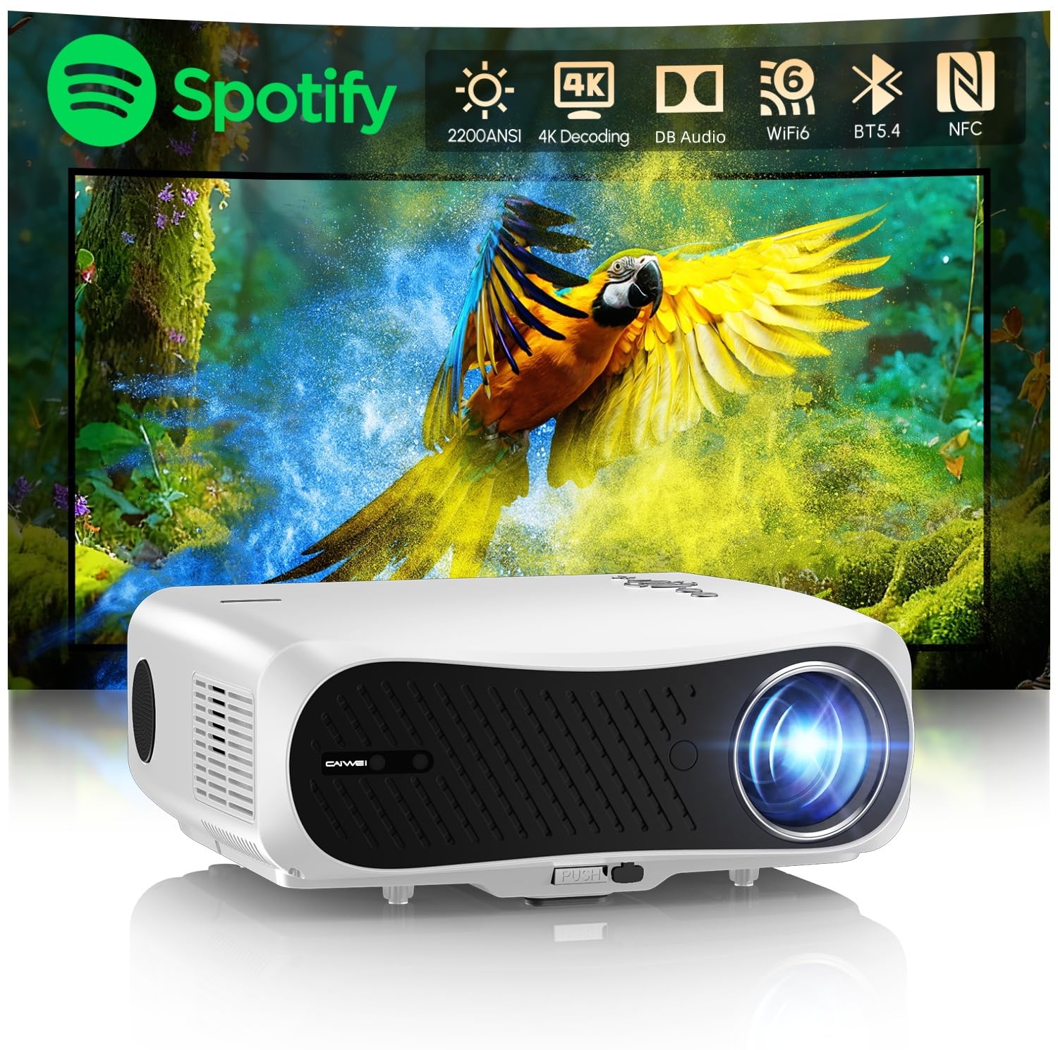 4K Ultra HD Google TV Projector for Daylight Viewing,1250 ANSI Daytime Projector with WiFi6 Bluetooth5.4 NFC Dolby Auto Focus for Bright Room Home Cinema Bedroom,HDMI ARC,Built in Apps,Ceiling Mounted