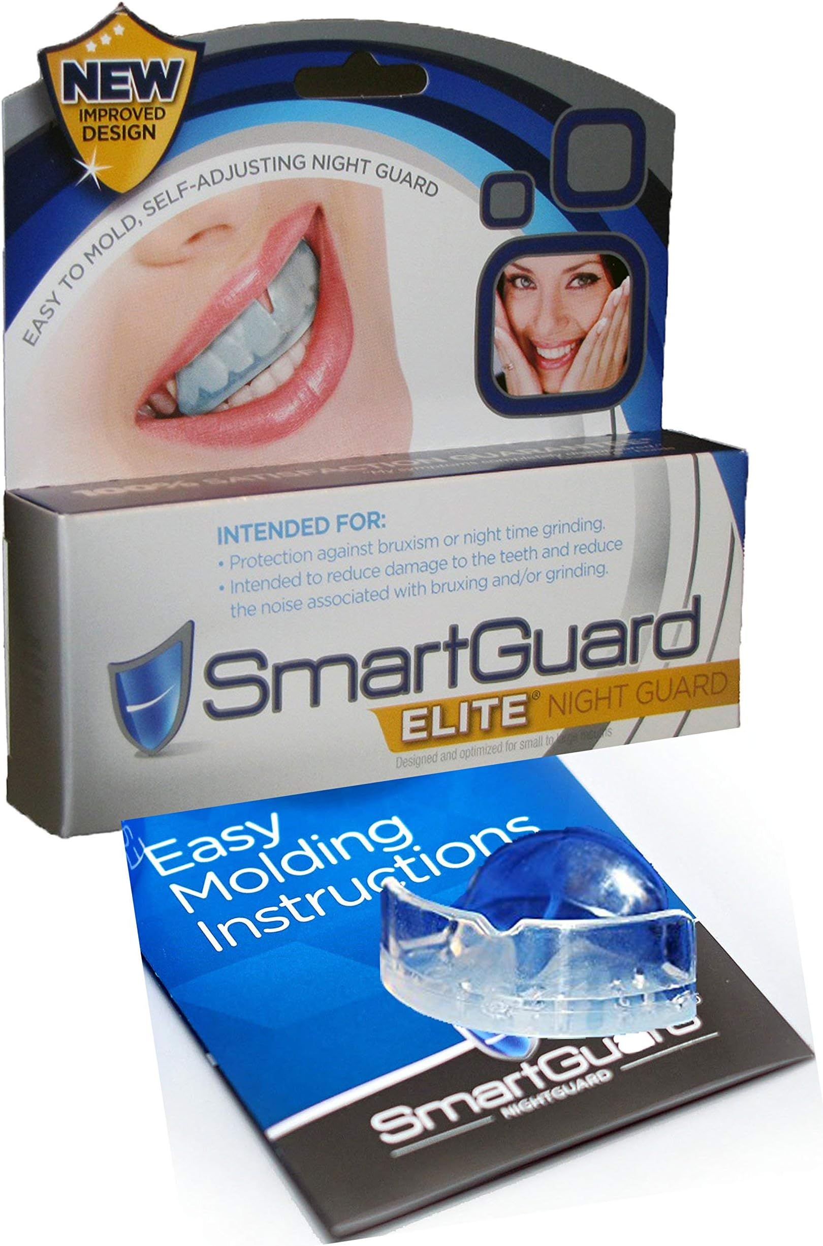 SmartGuard Elite - NEW IMPROVED Night Guard For Teeth Grinding and Bruxism - Mouthguard for Teeth Dental Bite Splint Appliance. TMJ Dentist Designed For Relief of Symptoms of Night Time Clenching and Grinding, May Include Jaw Pain. 100% Guarantee!