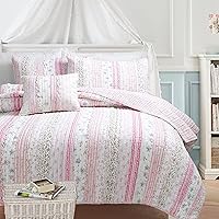 Vista 25 de Cozy Line Home Fashions Queen - Juego de edredón reversible de 7 piezas con bonito bordado de búho rosa, azul y verde, 100% algodón, colcha
