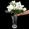 Kurtzy Glass Vases (2 Pack) - 24.5cm/9.64 Inches Tall Clear Crystal Decorative Melodia Cut Large Cylinder Glass Flower Vase Set For Wedding Centrepiece and Home Decor