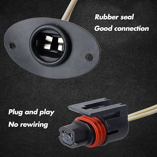 Miniatura 4 de HERCOO Luz LED para placa de matrícula, luz trasera, arnés de cableado de zócalo de la lámpara trasera, carcasa negra compatible con Dodge Ram 1994