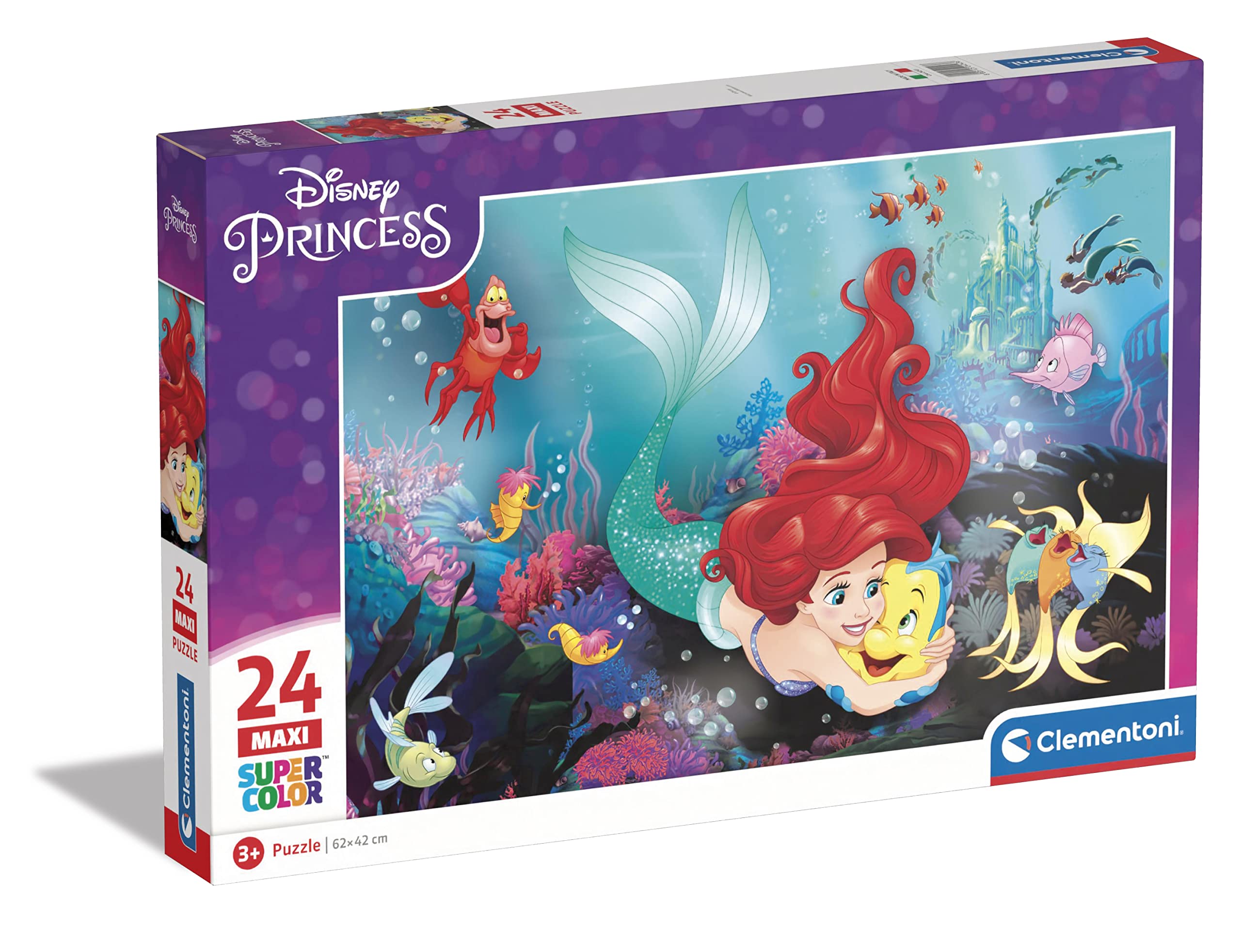 Clementoni 24 el. maxi super kolor Disney princess little mermaid 24243 [PUZZLE]
