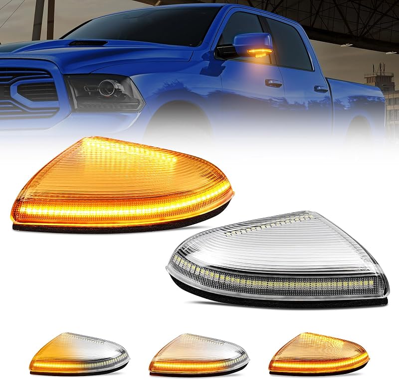 Luzes de direção LED para retrovisor BORDAN Dodge Ram 1500, 2500 e 3500 – Par