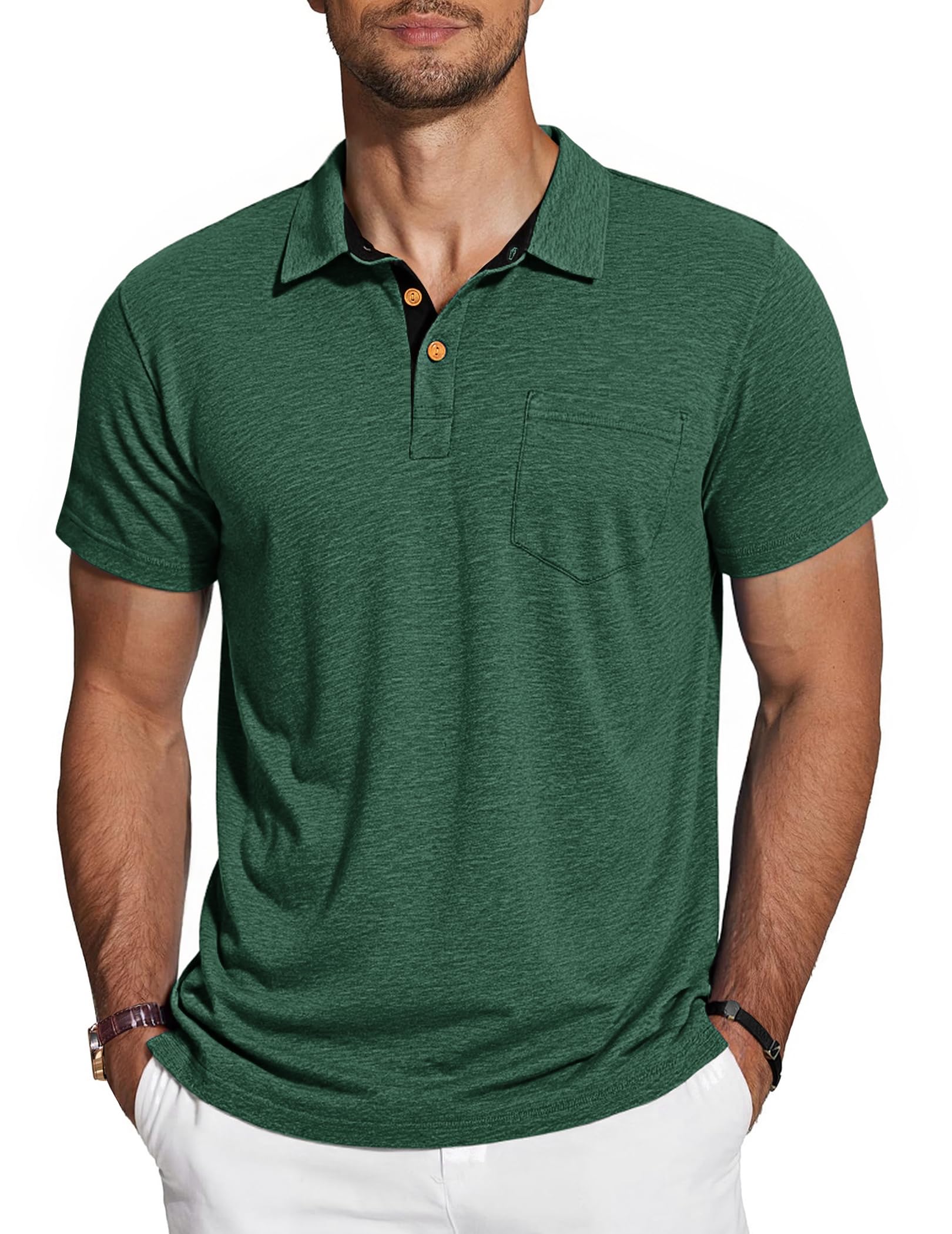 TARAINYA Poloshirt Herren Baumwolle Kurzarm Polo Shirts Männer Sommer mit Brusttasche M-4XL