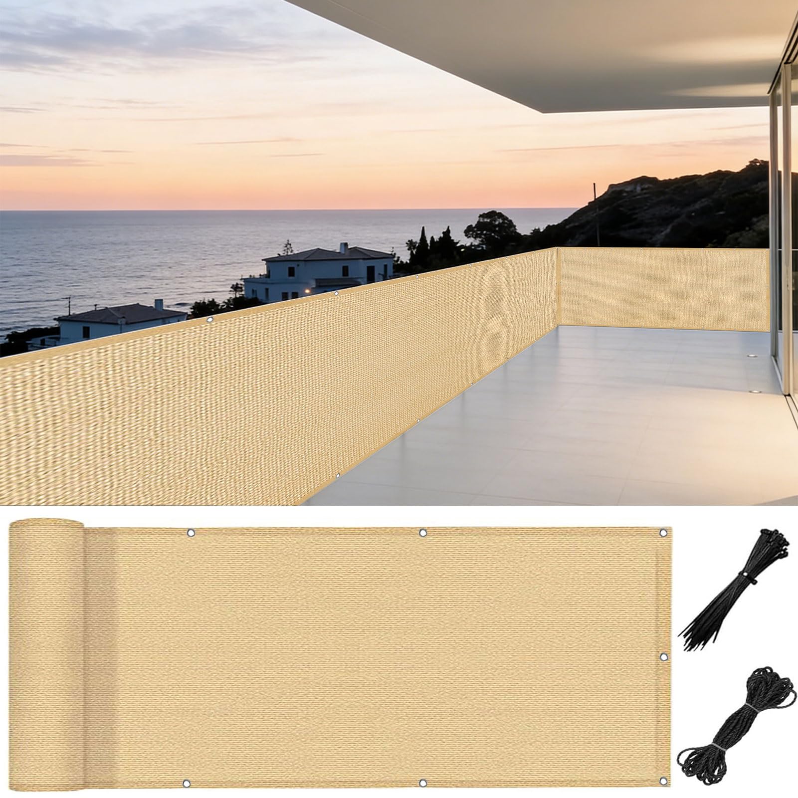 Brise vue avec attaches de câble et œillets pour jardin