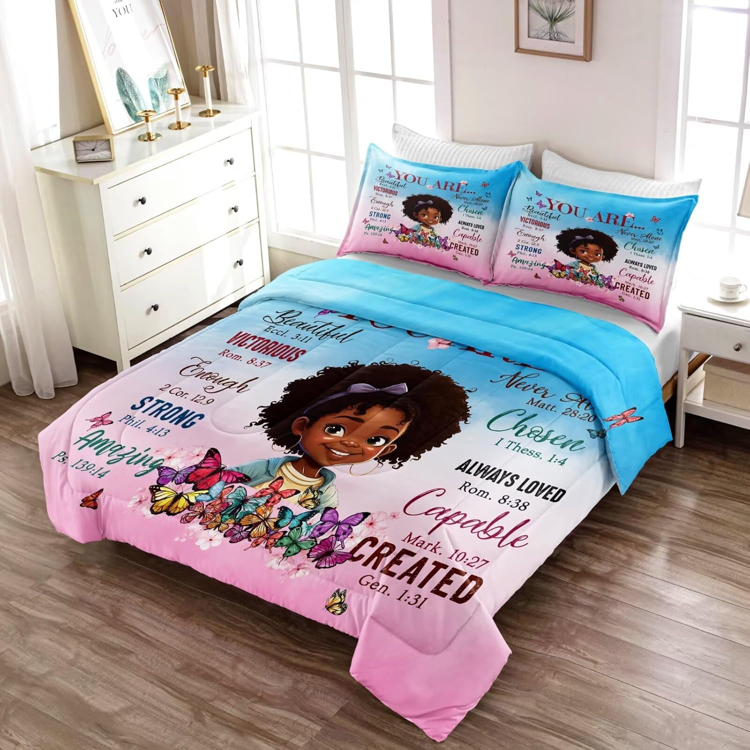 Black Girl Comforter Set Twin Size for Kids,Black Girl Magic Bedding Set,God Says You are Christian Comforter for Bed Bedroom Sets - Image 5