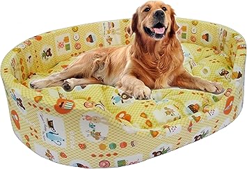 Amazon 大型犬用 ペットベッド 日本製 洗える 犬用ベッド 丸洗いｏｋ 国産 手づくり クッション取り外せる 丸型 ペットソファー ネコ用 ベッド ふんわり 丈夫 綿100 ベッド マット クッション 犬 猫 かわいい クッキングベアー イエロー ｌｏｎｇ ｌｉｆｅ