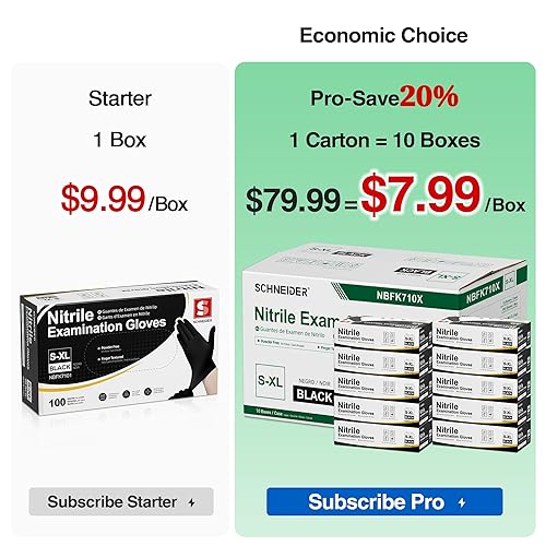 Miniatura 11 de Schneider Guantes de examen de nitrilo, negro, 4 mil, sin látex, guantes desechables para examen médico, guantes de limpieza, guantes de preparación