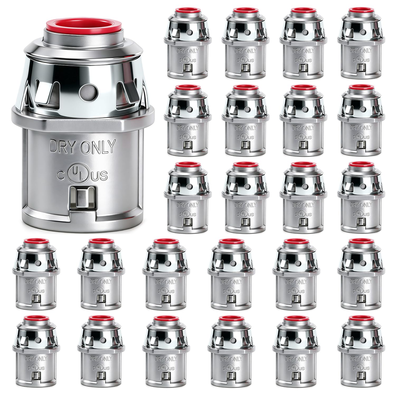 25Pack MC Cable Connectors, 3/8” Snap-in Zinc Die-Cast Metal-Clad Electrical Connectors for Steel & Aluminum Cable, Fits 1/2” Knockout Boxes