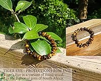 Vista 3 de 12MM Tiger Eye Bracelet Men Natural Golden Yellow Cats Eye Handmade Stretch Jewelry for about 8 inch Wrist Size Bring Luck Fortune Courage