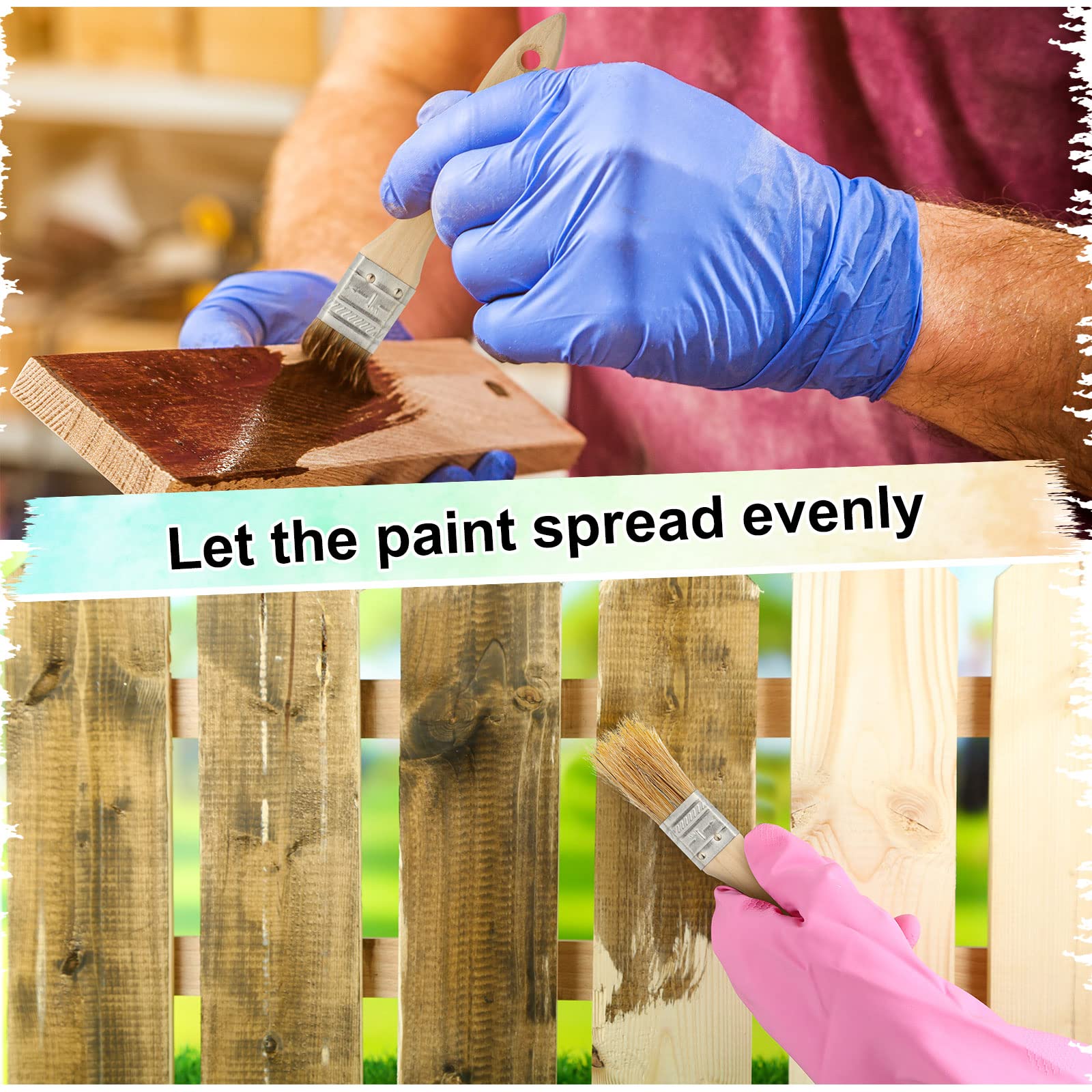Nuogo 250 pinceles de pintura de virutas de 2,5 cm, multiuso, pinceles de pintura a granel, cepillo de cerdas para el hogar con mango de madera para pintar y teñir