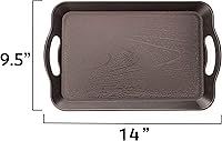 Vista 4 de Bandeja de plástico con asas para cafetería - 35.6 x 22.9 cm, rectangular con textura de madera, para servir alimentos, ideal para buffets