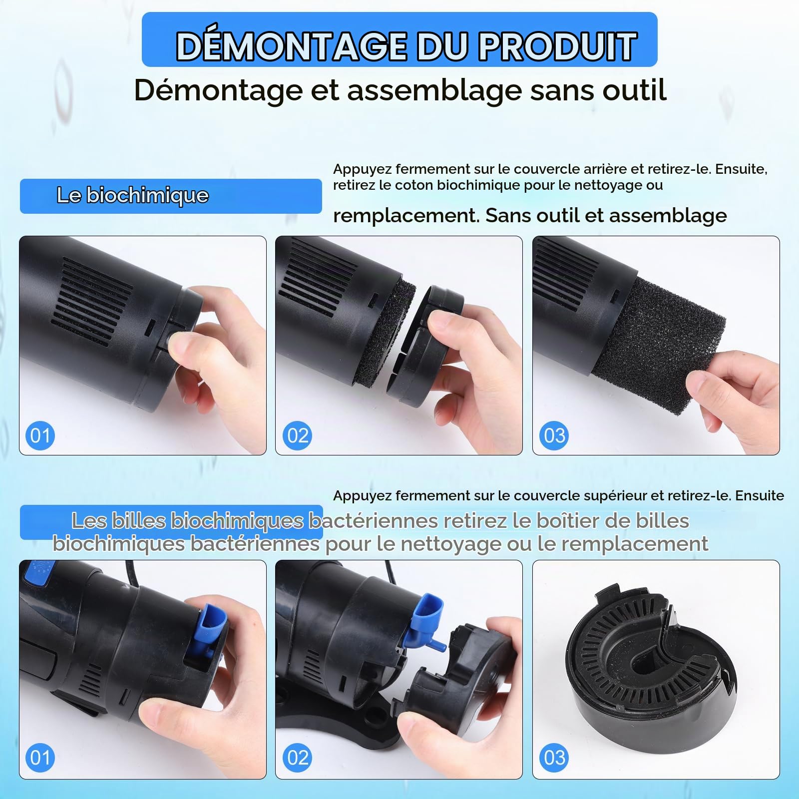 EXLECO Filtre Pompe Aquarium 4 en 1 avec Lampe UVC 9W, Bulleur Silencieux 700 L/h 20W, Anti Algues, Pompe a Air avec Écumeur, Éponge et Média, pour Bacs 150-300L, Aquariums Complets et Eau Douce