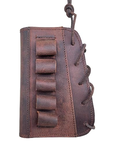Leather Shotgun Buttstock Cover Cheek Rest pad with 12GA Shell Holder Buttcover Ammo Cartridge 12 Guage | 5 Shells