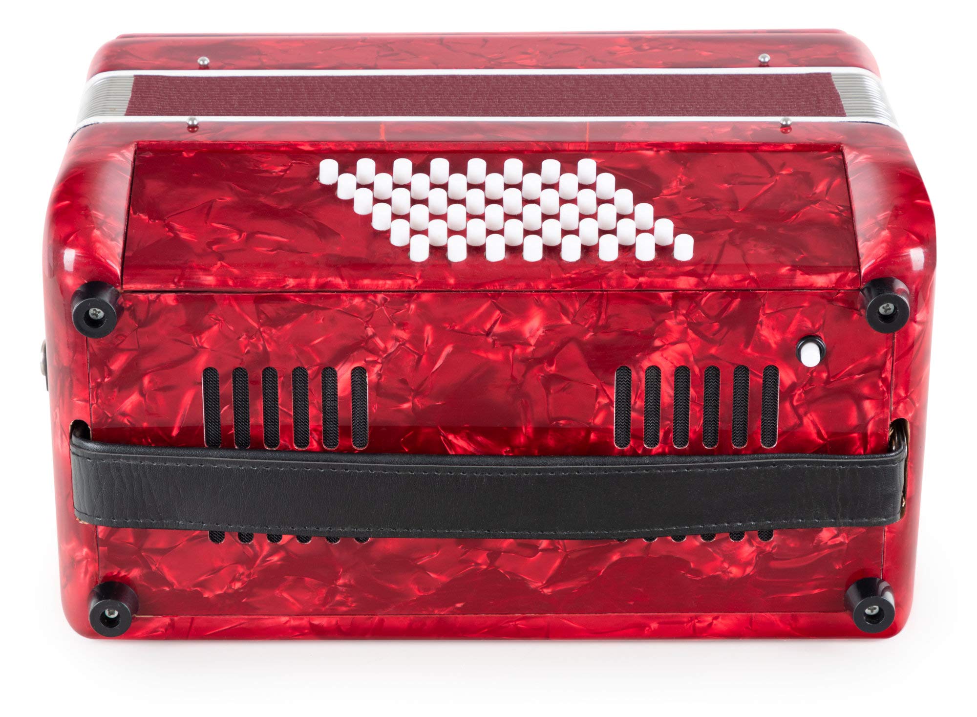 Accordéon Classic Cantabile 48 Basses "Secondo V" - Accordéon à touches - 2 voix - 26 touches aiguës - avec sangles & housse sac à dos - Rouge