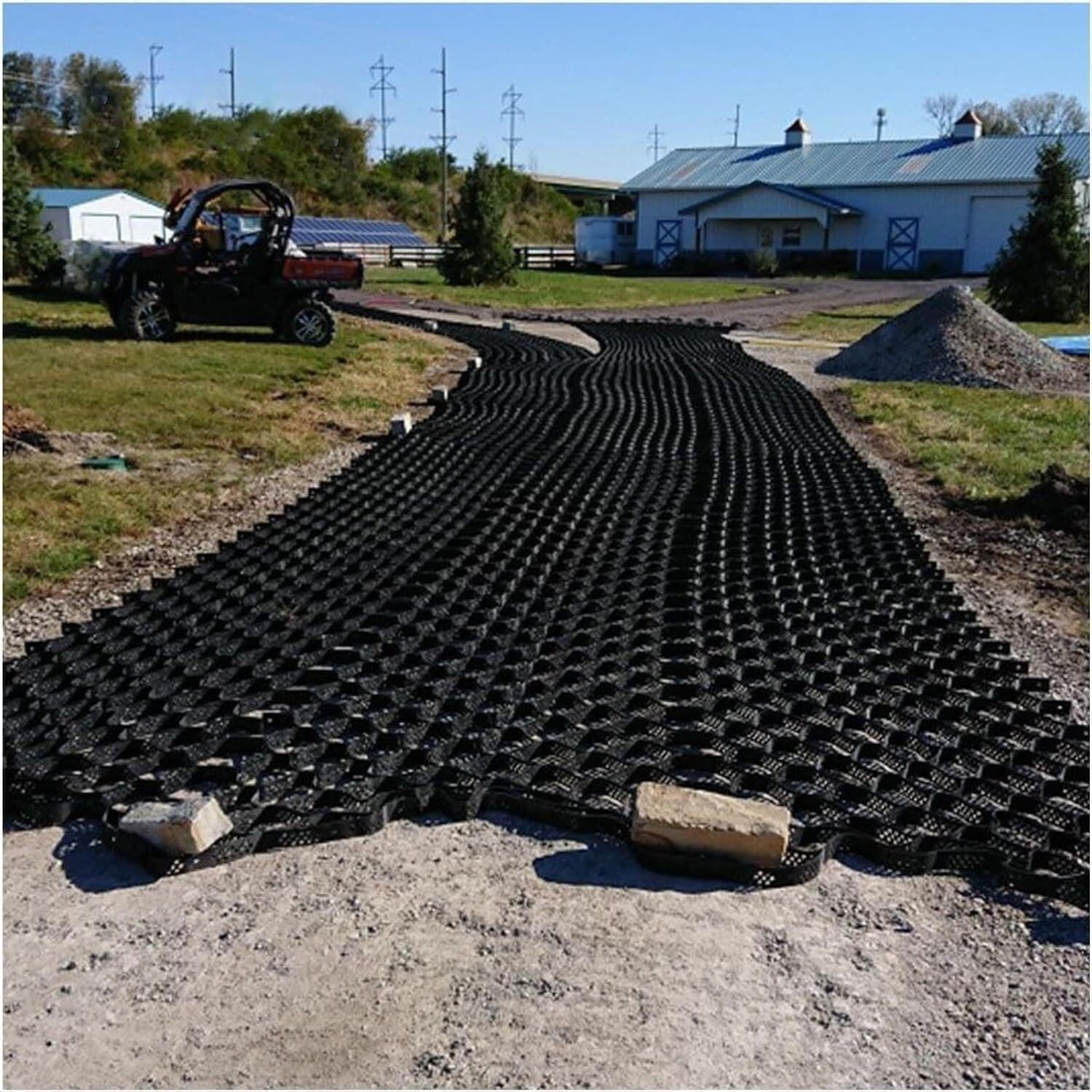 Heavy Duty 2 Inch Geocell Gravel Stabilization Grid for Driveways and Patios - Durable Ground Support Solution(5x8m)