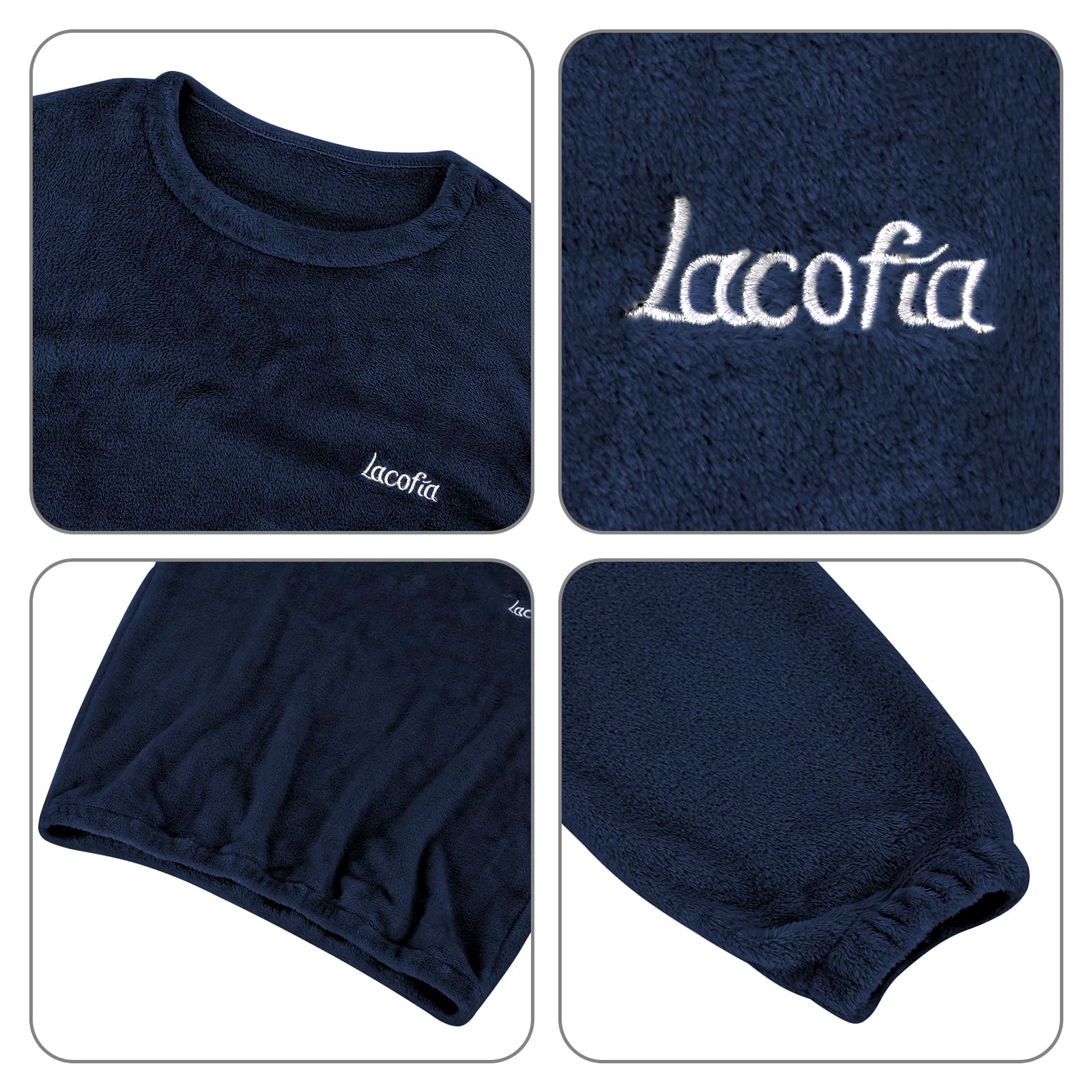 LACOFIA Ensembles de Pyjama Enfant Hiver en Polaire 2 Pièce Vêtements de Nuit à Manches Longues Garçons Filles Loungewear Chaud
