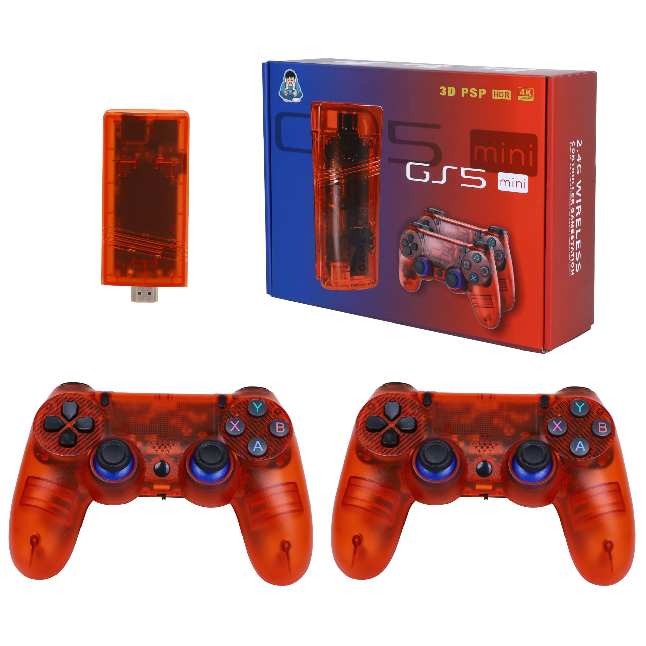 GS5 Mini Portable Game Console, 64GB Storage, 30000 Pre-installed Games, PSP Games Compatible, 53 Simulators (Red)-image-4