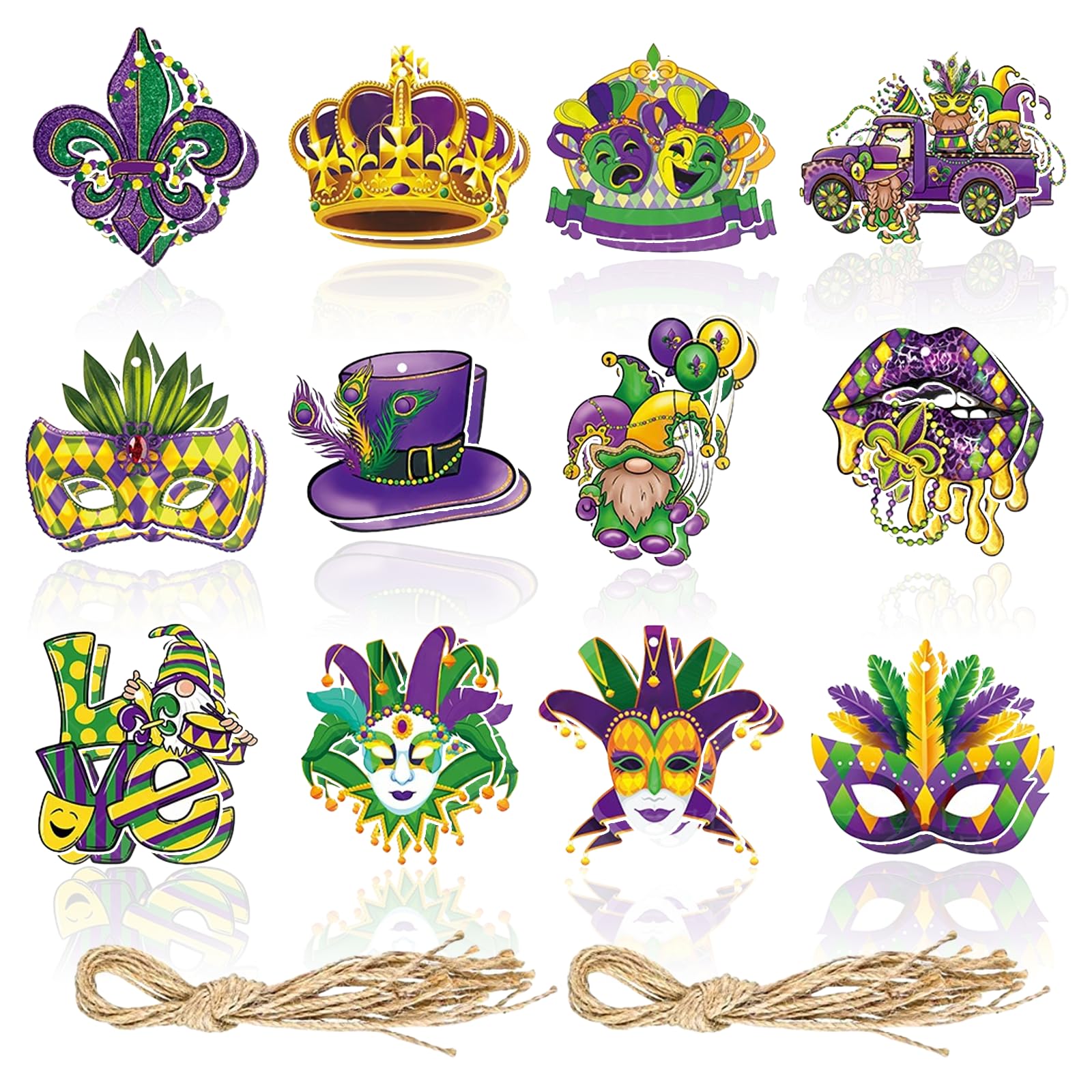 24 Pièce Ornements Suspendus de Carnaval, Ornements Suspendus du Mardi Gras, Masque de Mascarade Décoration, à Utiliser dans Les Décorations pour Les Carnavals, Les Fêtes Costumées, etc