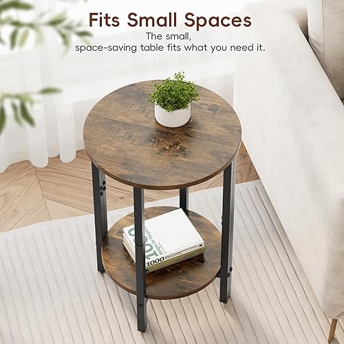 Miniatura 9 de Vagusicc Mesa auxiliar, mesa auxiliar redonda pequeña, juego de 2 mesas auxiliares semicirculares para sala de estar, mesas auxiliares de sofá