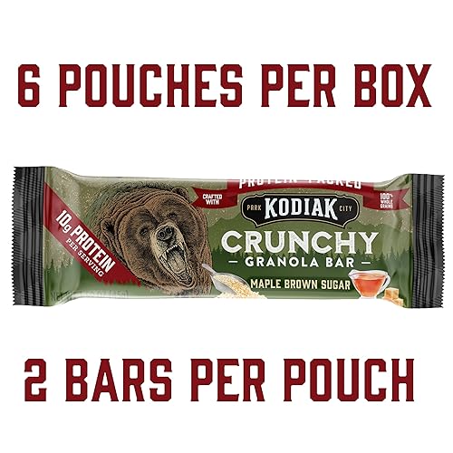 Miniatura 3 de Kodiak - Barras de granola crujiente, azúcar morena de arce, alto contenido de proteínas, 100% granos integrales, 1 caja con 6 bolsas (12 barras)