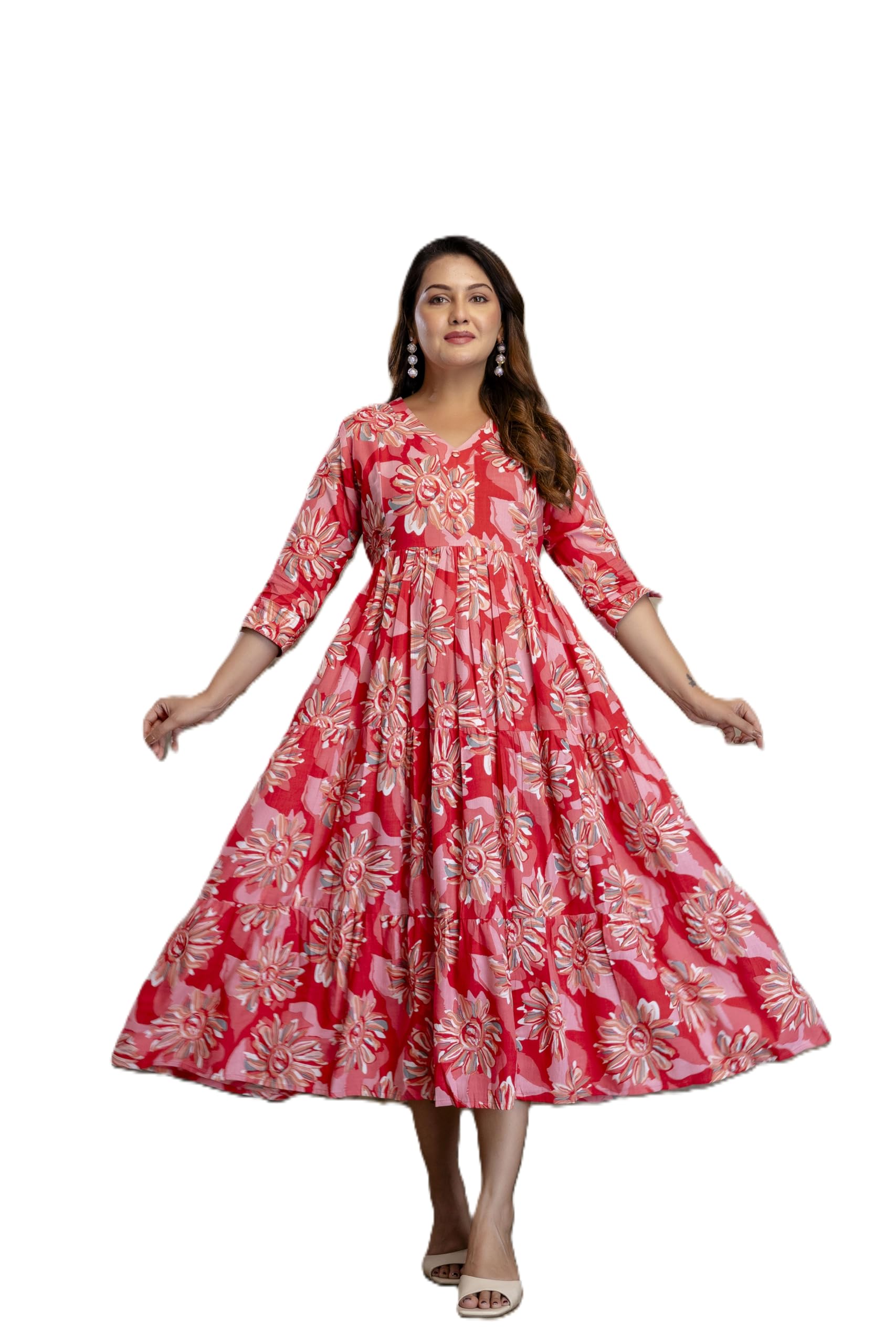 Womens's Rayon Floral Printed Maternity Nursing Feeding Breast Feeding Dress with Zippers for Post Pregnancy-picture-38