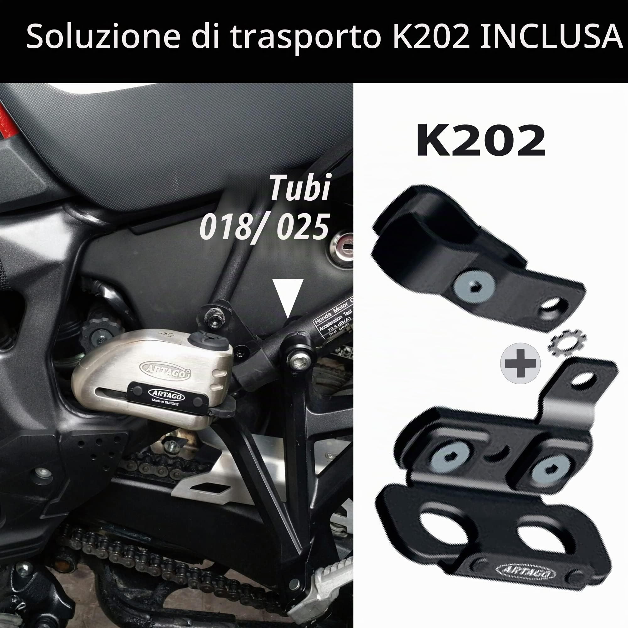 ARTAGO 32S4 Pack Antifurto Bloccadisco con Allarme 120db Alta Sicurezza + Supporto per Honda CRF 1000L Africa Twin, Omologato Sra