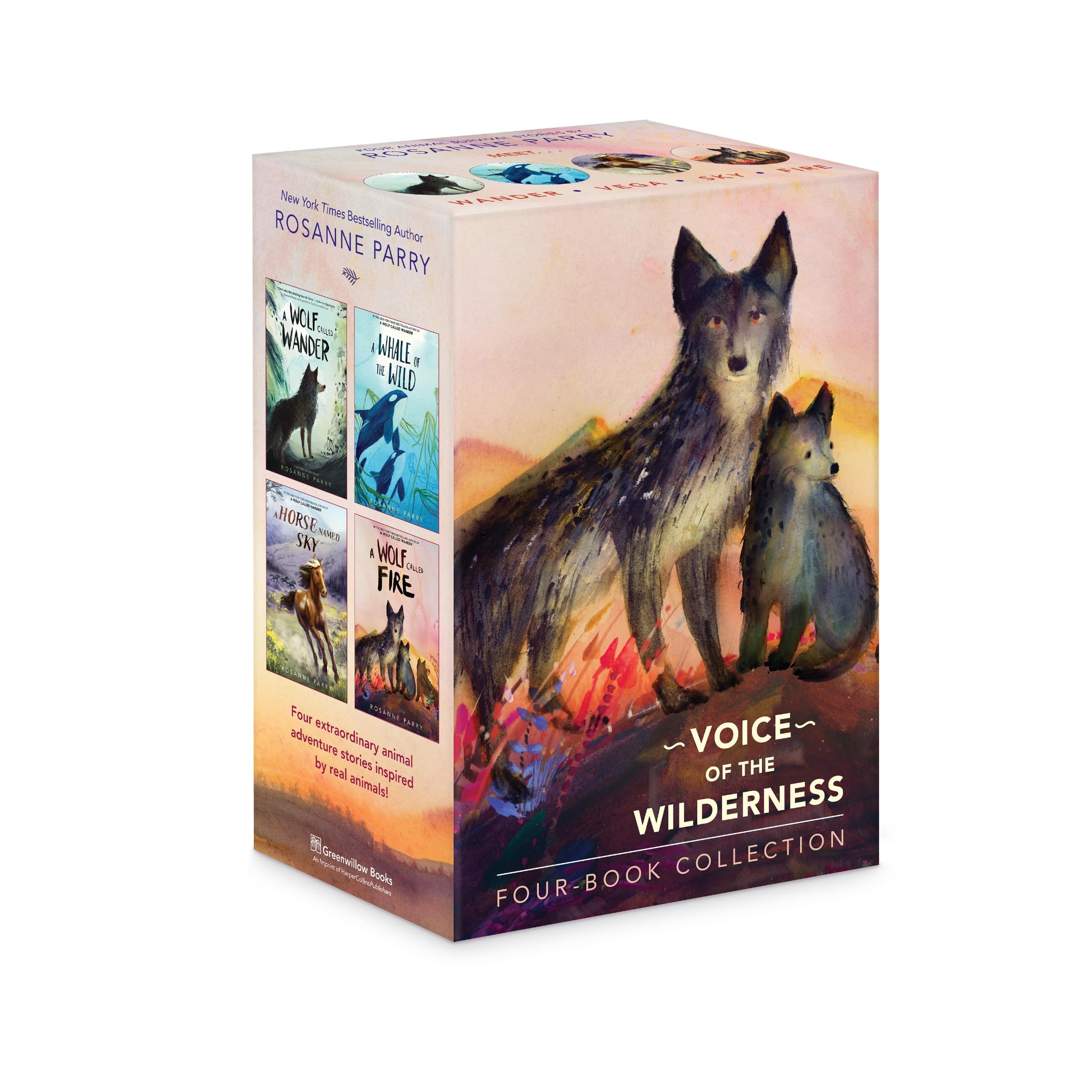Rosanne Parry “Voice of the Wilderness” 4-book Box Set: A Wolf Called Wander, A Whale of the Wild, A Horse Named Sky, A Wolf Called Fire
