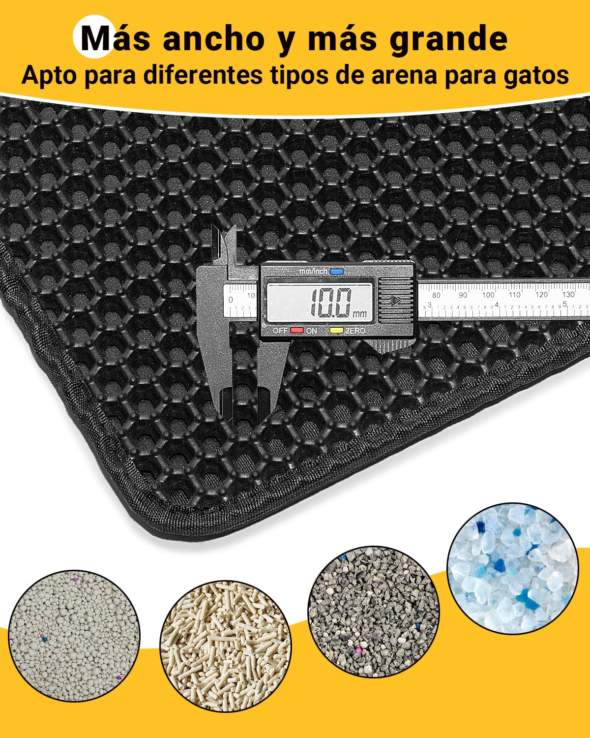 Ycozy XXL Grande Alfombra Gatos Arenero 90 x 60 cm Doble Capa Orina y Material Impermeable Alta Elástico EVA Duradera Fácil de Limpiar Diseño de Doble Capa en Forma de Panal