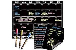 Magnetic Monthly Calendar with Neon Chalk Markers
