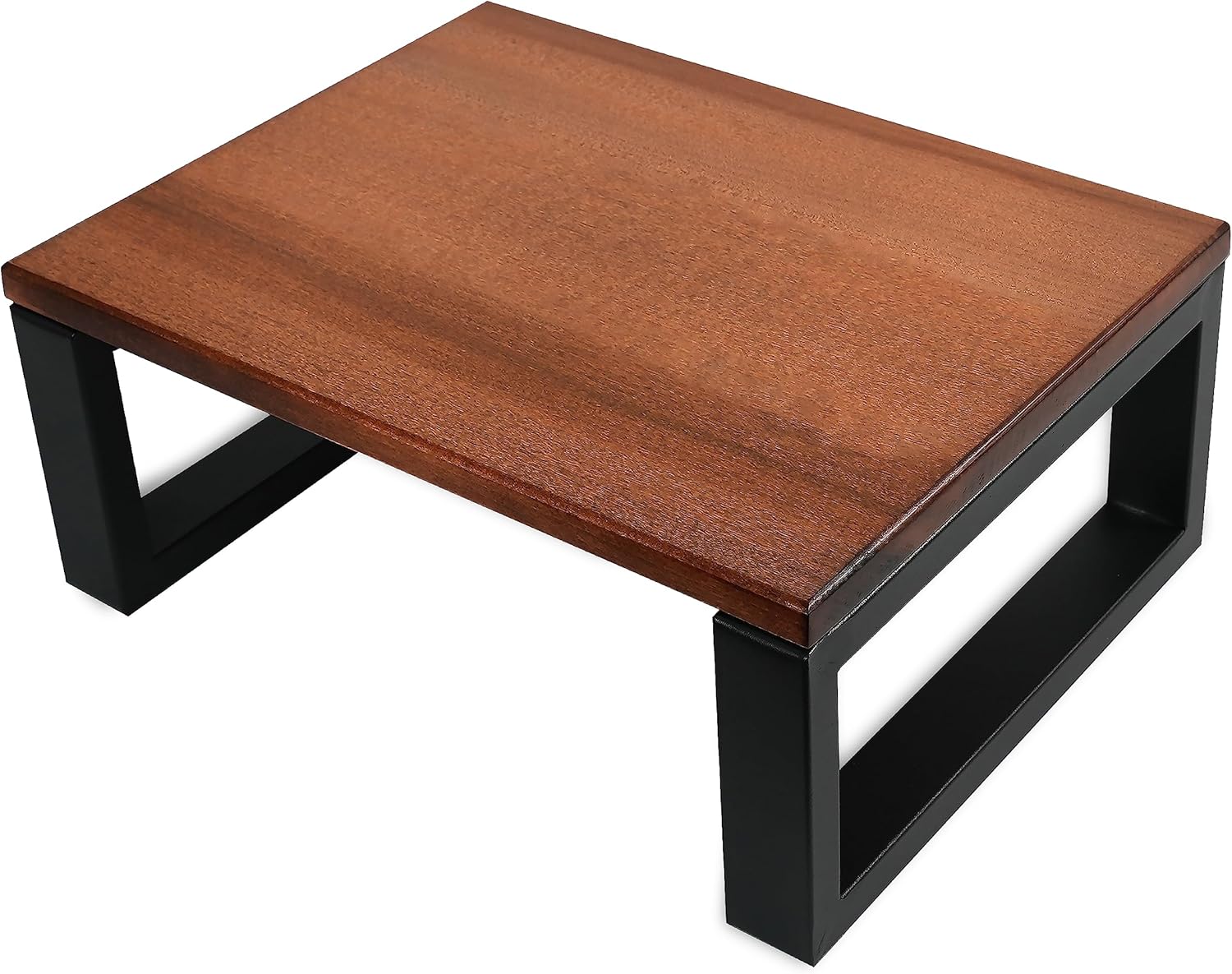 CONSDAN Step Stool with Metal Frame, Solid Hardwood Step Stool for Toddler/Kids/Adult, Portable Stool for Bedroom Bathroom-Chocolate