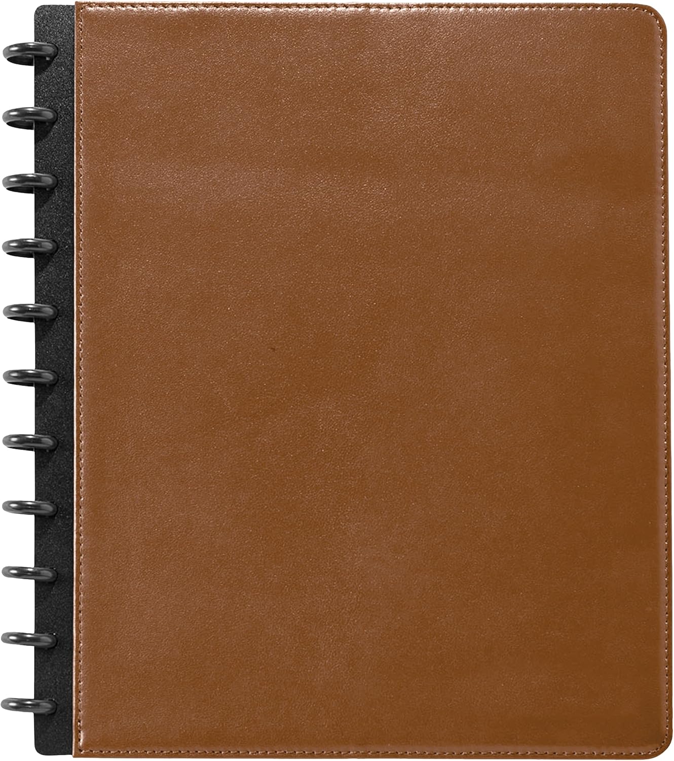 Levenger Circa Premium Leather Foldover Discbound Notebook Journal with Pockets, Saddle, Letter
