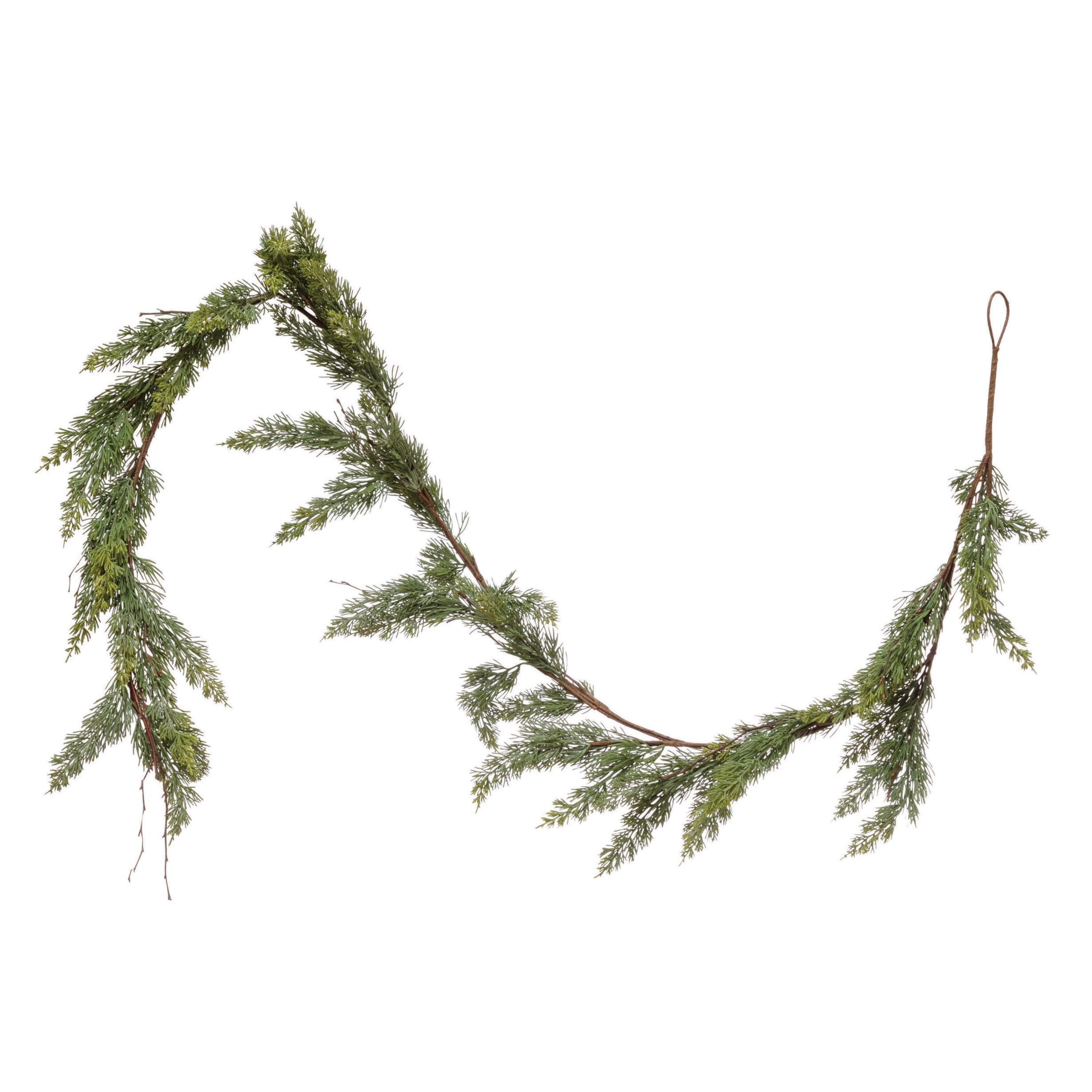creative co-op 72" l faux cedar garland, green