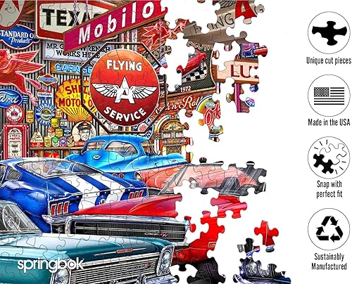 Miniatura 3 de Springbok Muscle Car Museum - Rompecabezas de 1000 piezas para adultos, los amantes de los autos clásicos disfrutarán de este desafío de rompecabezas
