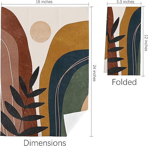 Miniatura 4 de Toallas de cocina de hojas botánicas abstractas de sol y montaña, 16 x 24 pulgadas, toallas de cocina modernas, paños de cocina, saco de harina,