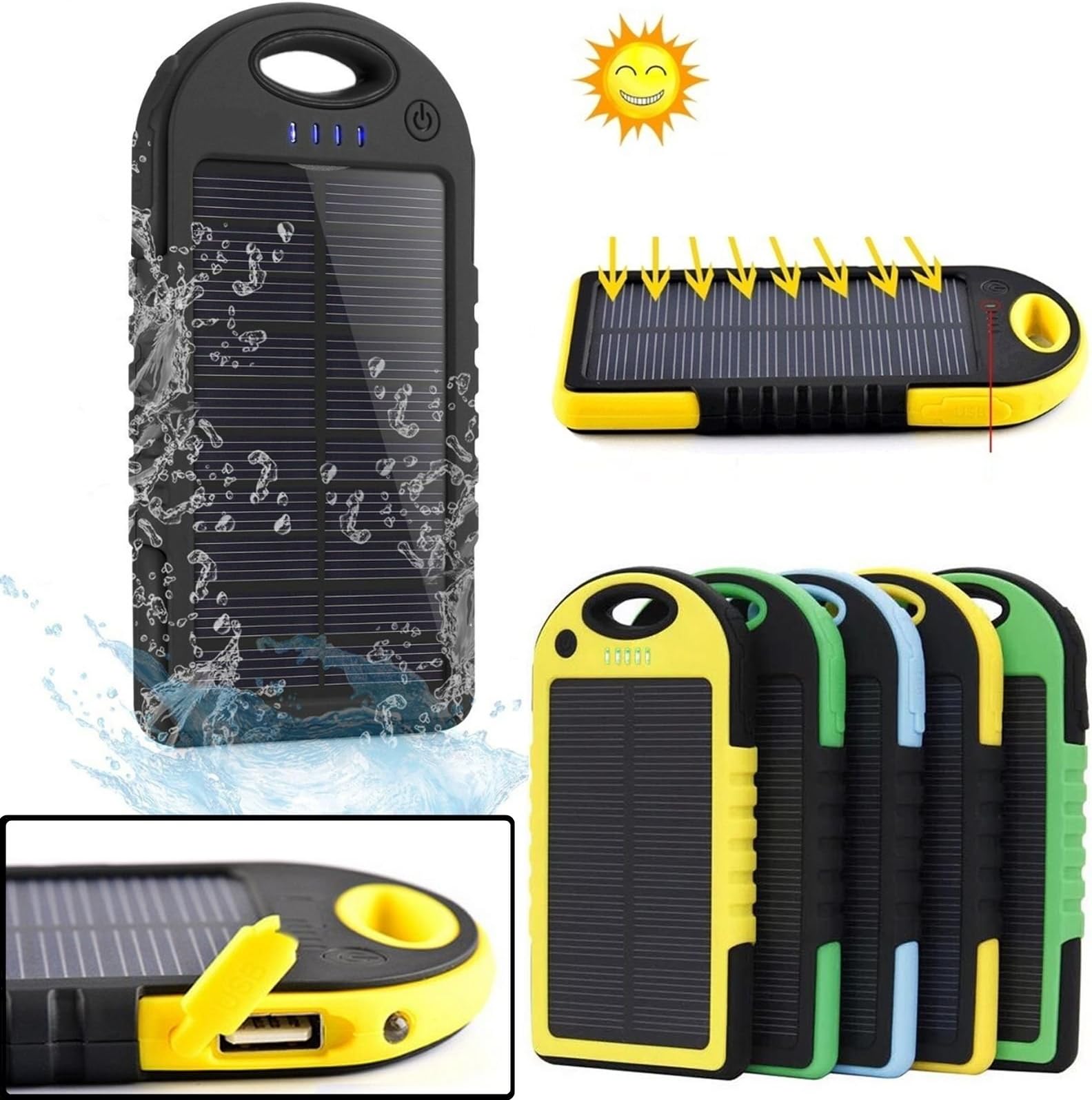 5000MAH SOLAR CHARGING PORTABLE WATERPROOF POWERBANK FOR TP-LINK NEFFOS C5 MAX
