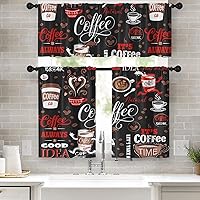 Vista 8 de Cortinas de Ventana de Cocina con Temática de Café Cenefa y Juego de Niveles de 36 Pulgadas, Cortinas Cortas Marrones Estilo Granja con Bolsillo