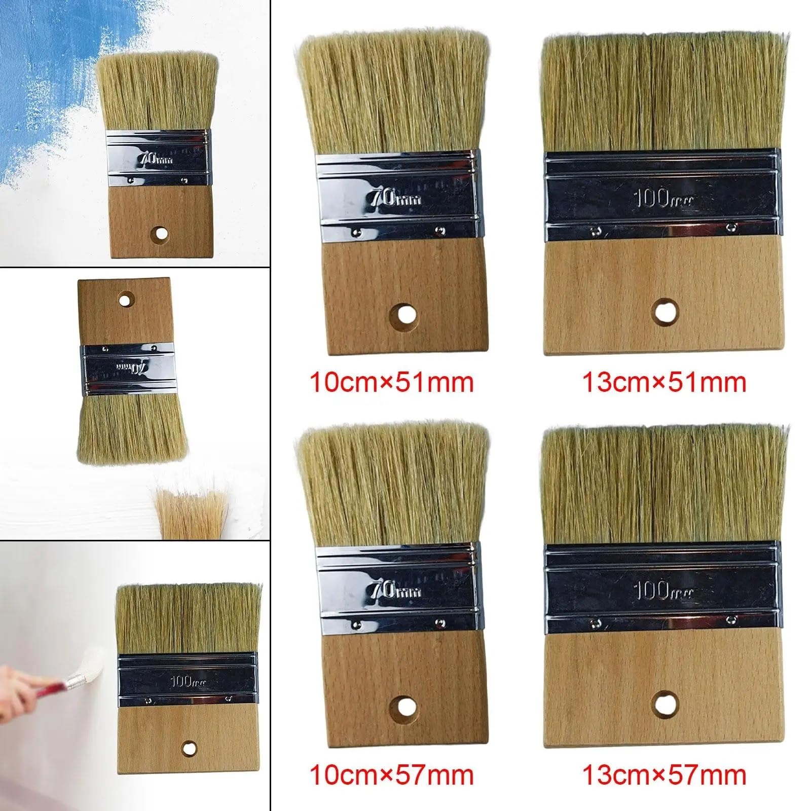 Pędzel malarski z drewnianym uchwytem, Malarstwo olejne akrylowe Pędzle do rysowania Sztuka Duże Płaskie Krawędzie(3inch 5.7cm Bristles)