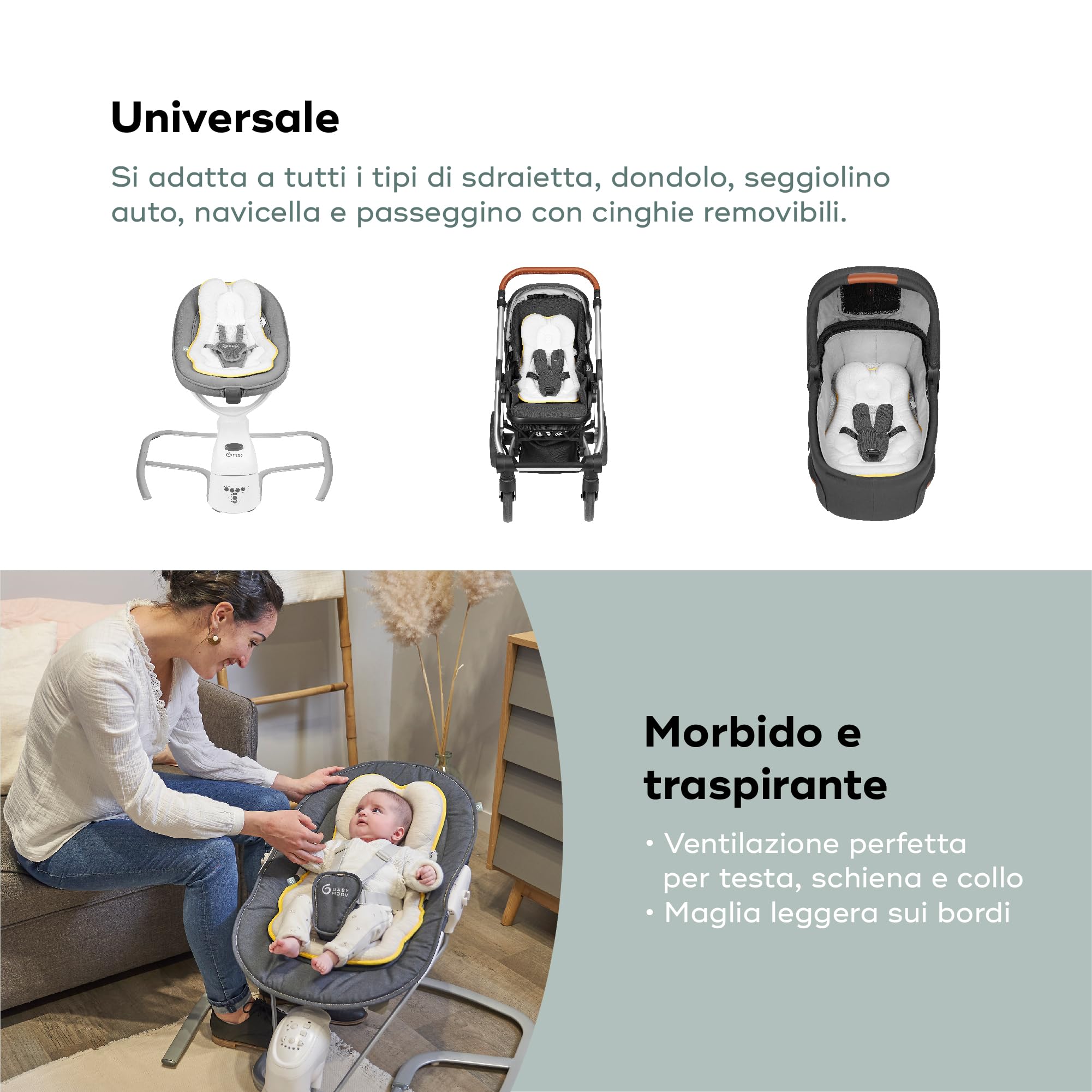 Babymoov Cosymorpho Fresh Smokey riduttore universale bambini, Fresh (Grigio chiaro), 35 x 54.5 x 5 cm, 0-6 mesi