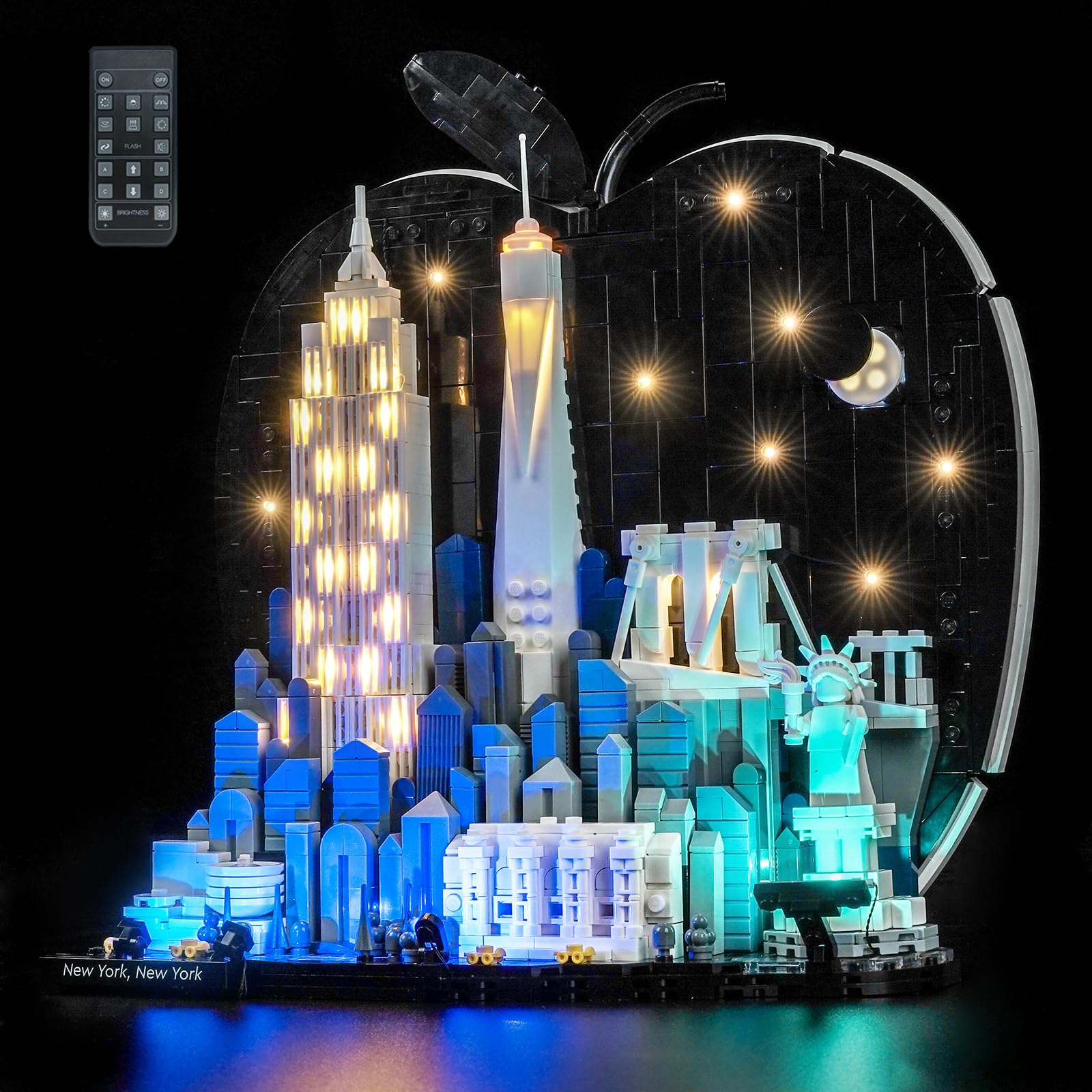 LocoLee LED Light Set Compatible with LEGO New York City – The Big Apple, Decoration Lighting Kit Compatible with LEGO 21066 New York City Building Blocks, No Model (21066-Custom RC Version)